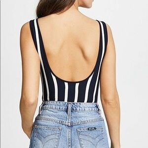 Madewell Scoop Back Bodysuit in Rikki Stripe Navy White
